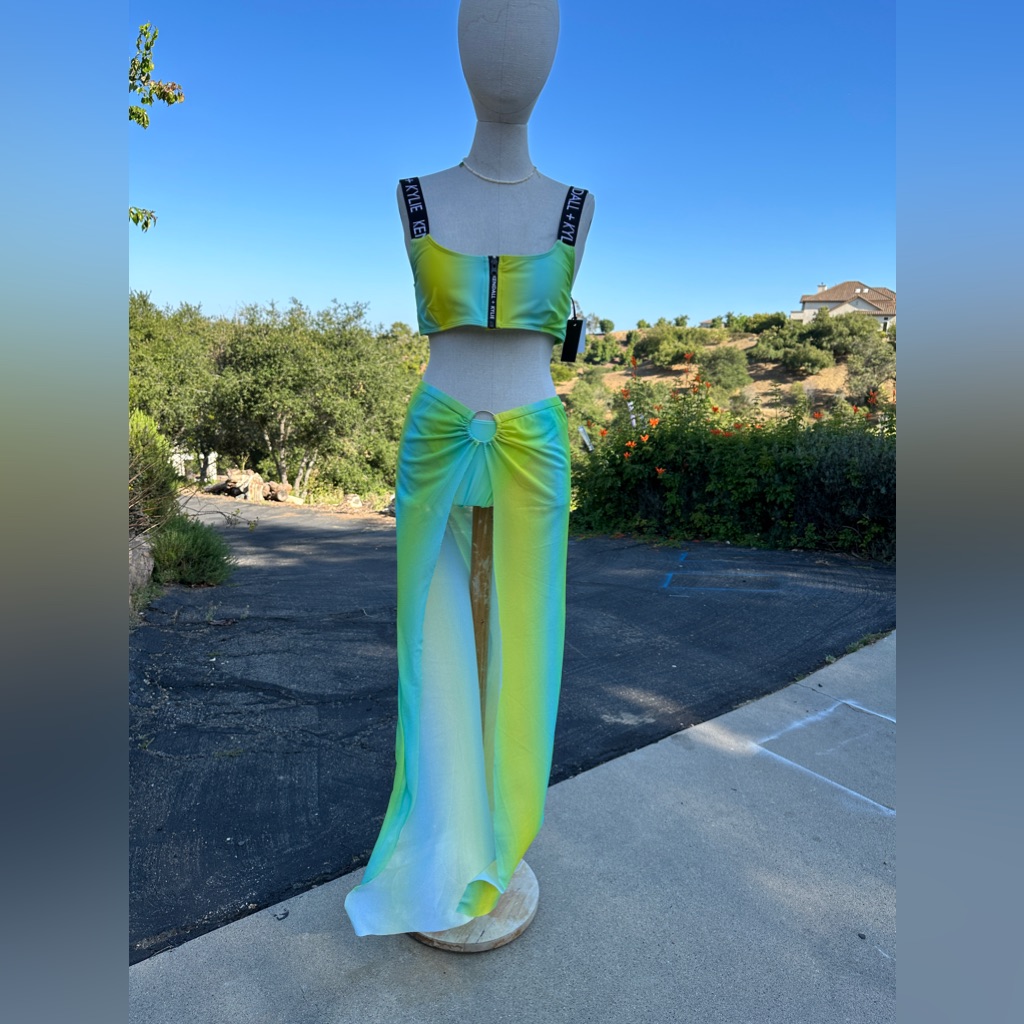 3pc Set Kendall Kylie Brand Straps Bikini With Mesh Coverup Swimsuit Set 3pc Set Kendall Kylie Brand Straps Bikini With Mesh Coverup Swimsuit Set